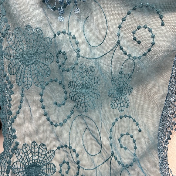 Embroidered Stole - Turquoise - Picture 5 of 11
